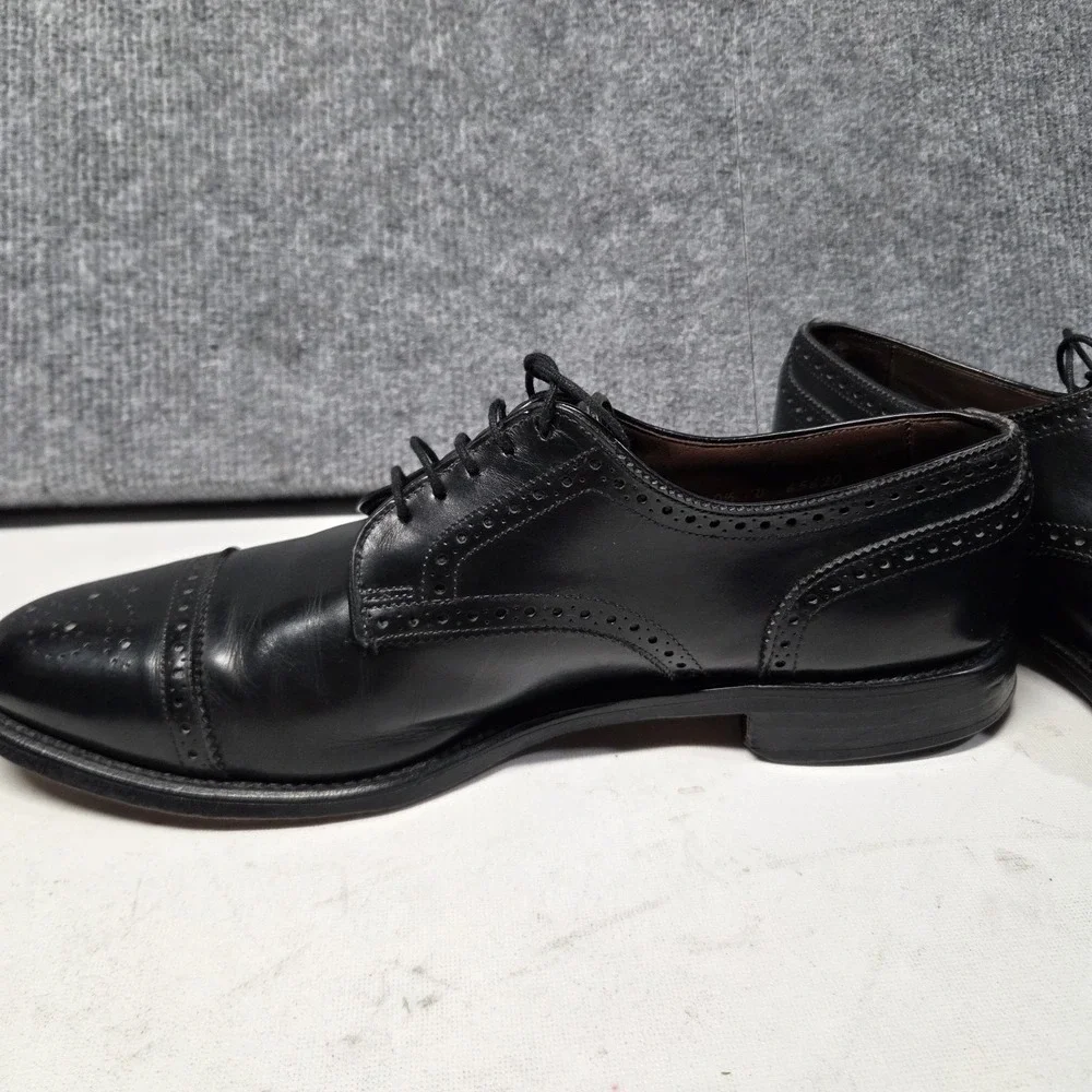 Allen Edmonds Black Leather Sanford Cap Toe Brogue Derby Men's 10.5 D USA